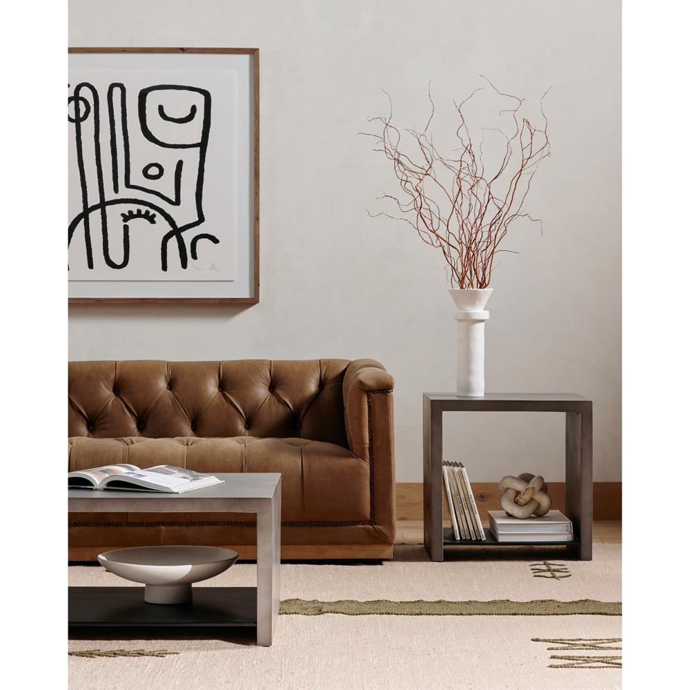 Matthew Industrial Loft Grey Concrete Rectangular Side Table|