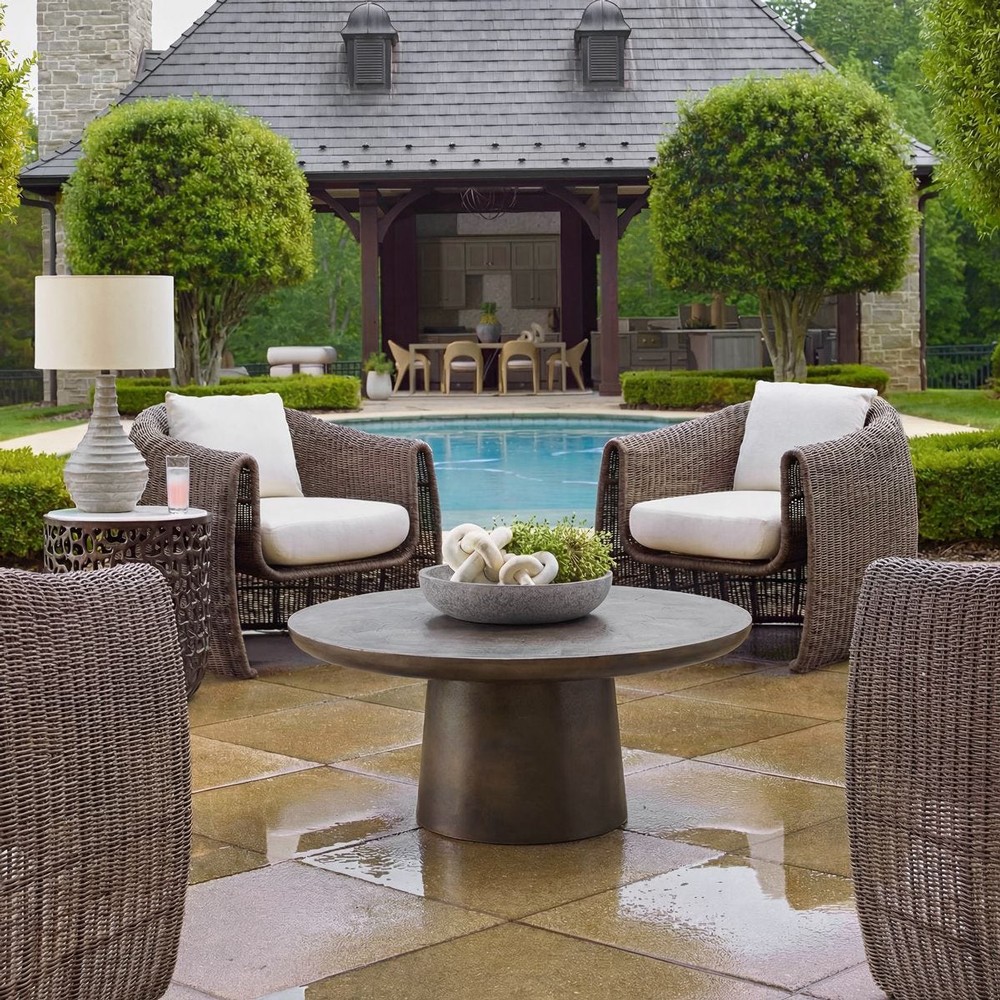 Camila Modern Classic Bronze Aluminum Round Outdoor Coffee Table