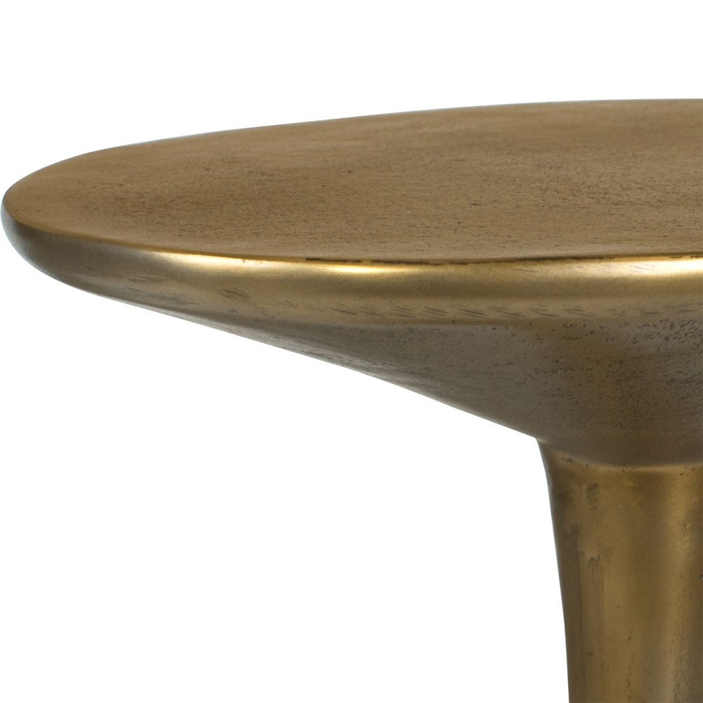 Tara Modern Classic Brass Aluminum Oval Outdoor Drink Table Small