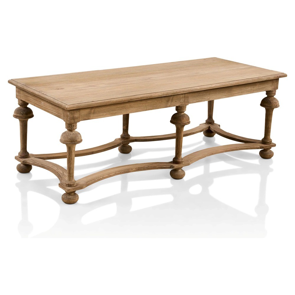 Aveline French Country Brown Pine Wood Rectangular Coffee Table 51