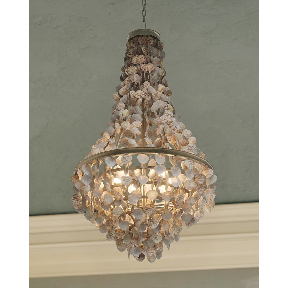 Abalone Coastal Beach Capiz Disc Shell Chandelier Medium (21