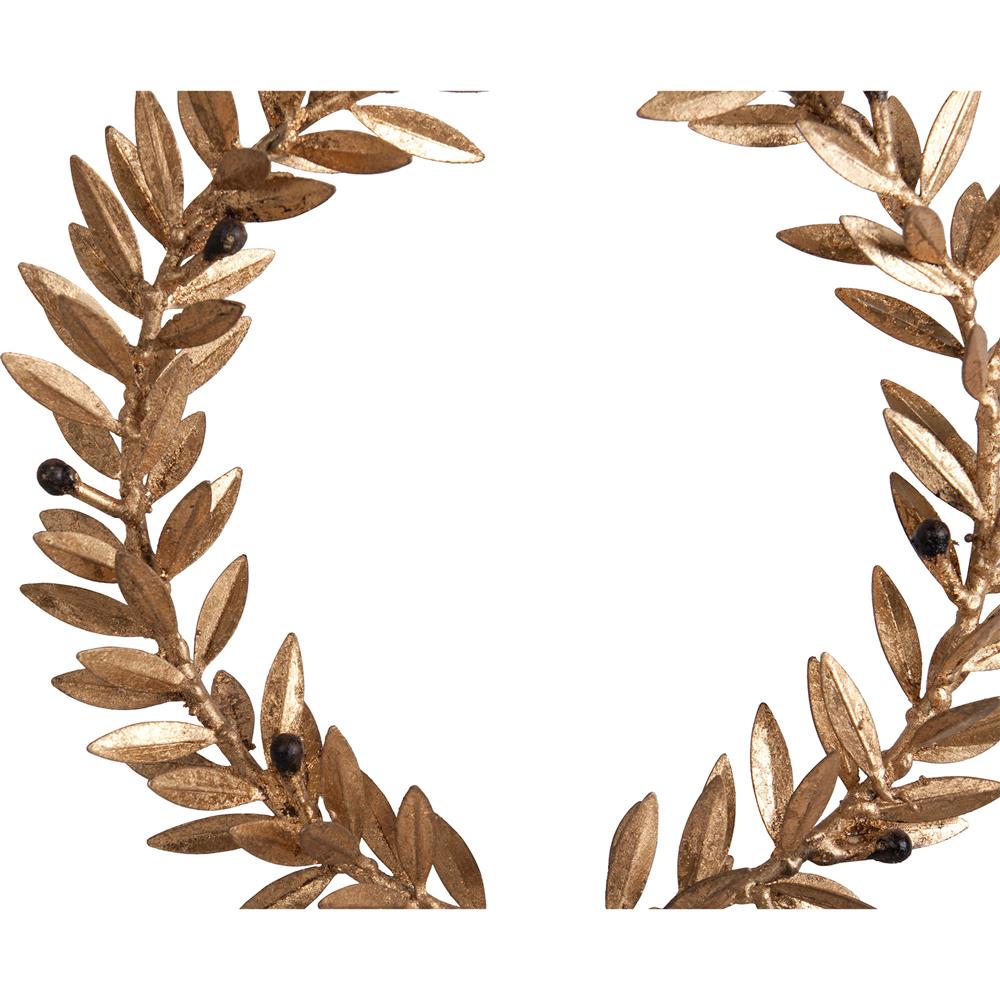 Blake French Country Aged Gold Iron Wreath White Alabaster Base Sculpture|