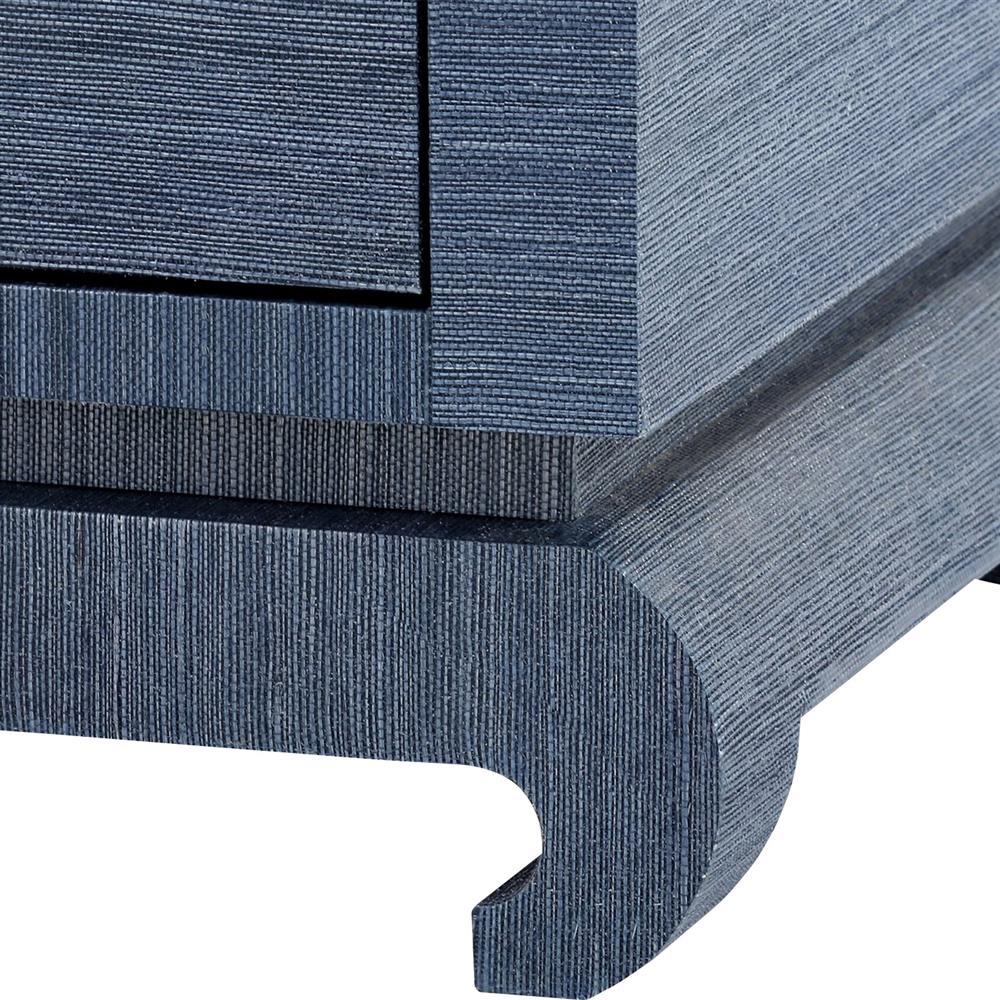 Meredith Regency Navy Blue Grasscloth Chow Cabinet|