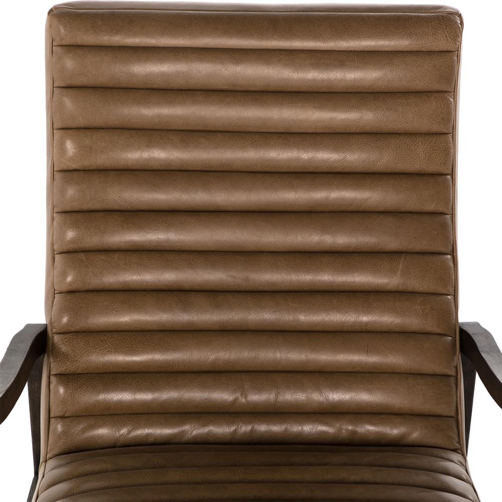 Amani Mid Century Brown Upholstred Leather Wood Tufted Occasional Arm Chair|