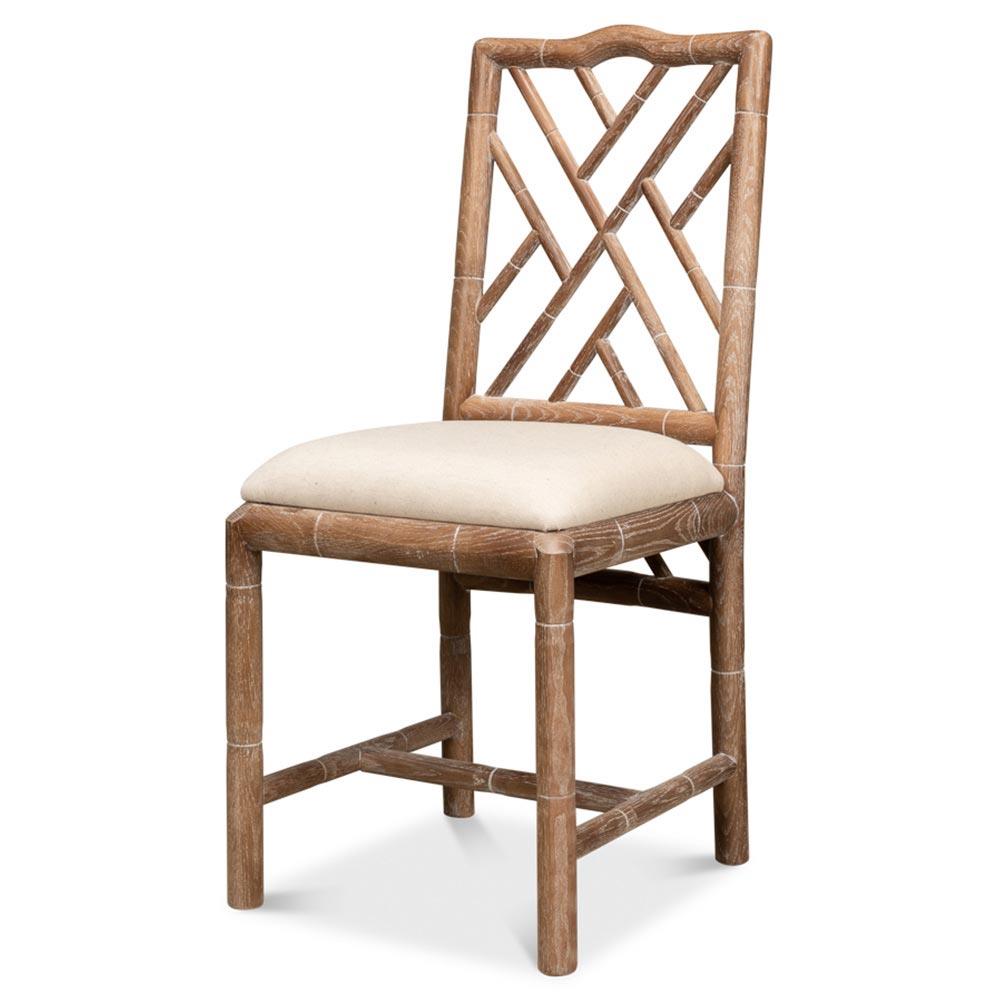 Grace French Country Oak Linen Upholstered Dining Chair|