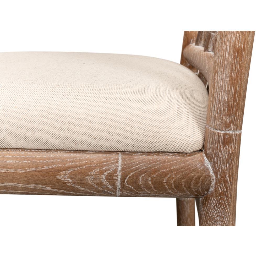 Grace French Country Oak Linen Upholstered Dining Chair|