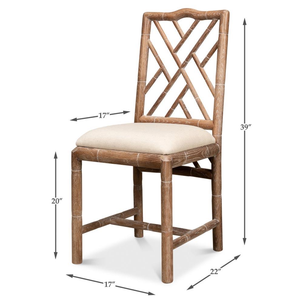 Grace French Country Oak Linen Upholstered Dining Chair|