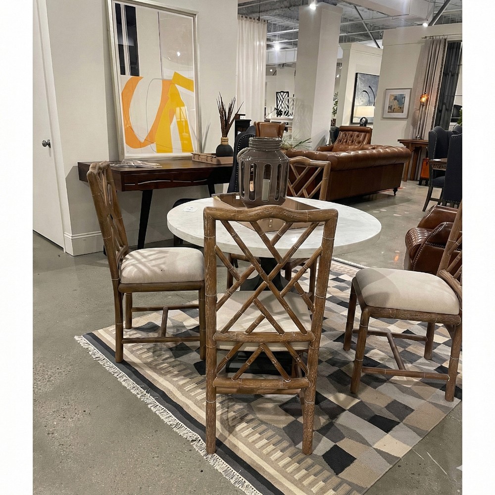 Grace French Country Oak Linen Upholstered Dining Chair|