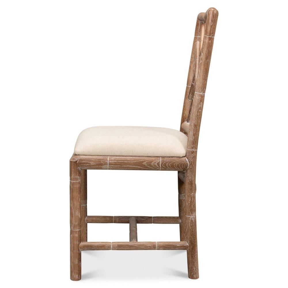 Grace French Country Oak Linen Upholstered Dining Chair|