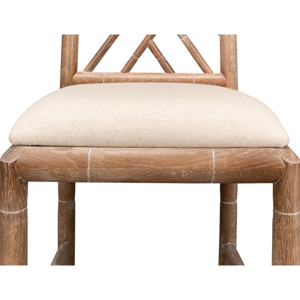 Grace French Country Oak Linen Upholstered Dining Chair|