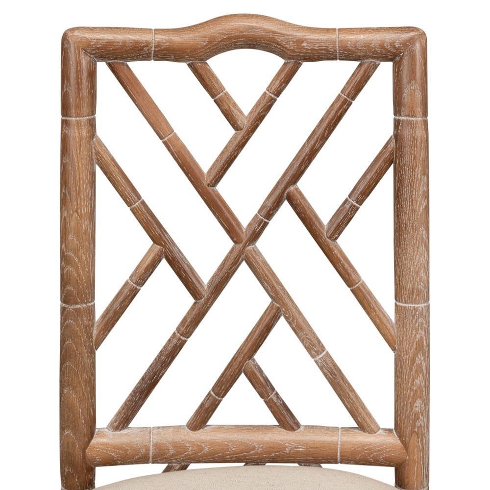 Grace French Country Oak Linen Upholstered Dining Chair|