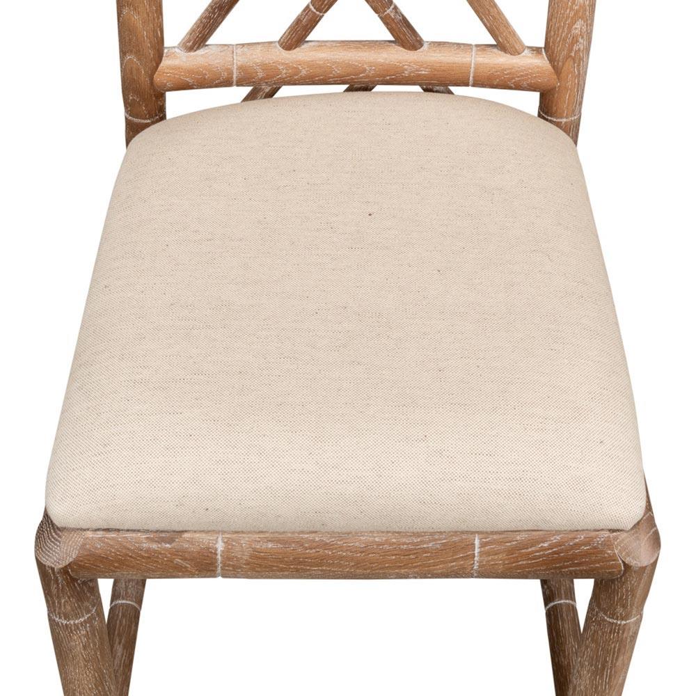 Grace French Country Oak Linen Upholstered Dining Chair|