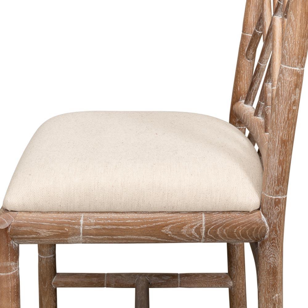 Grace French Country Oak Linen Upholstered Dining Chair|