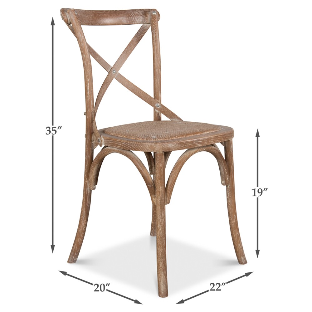 Kate French Country Woven Cane Tan Oak Dining Chair|