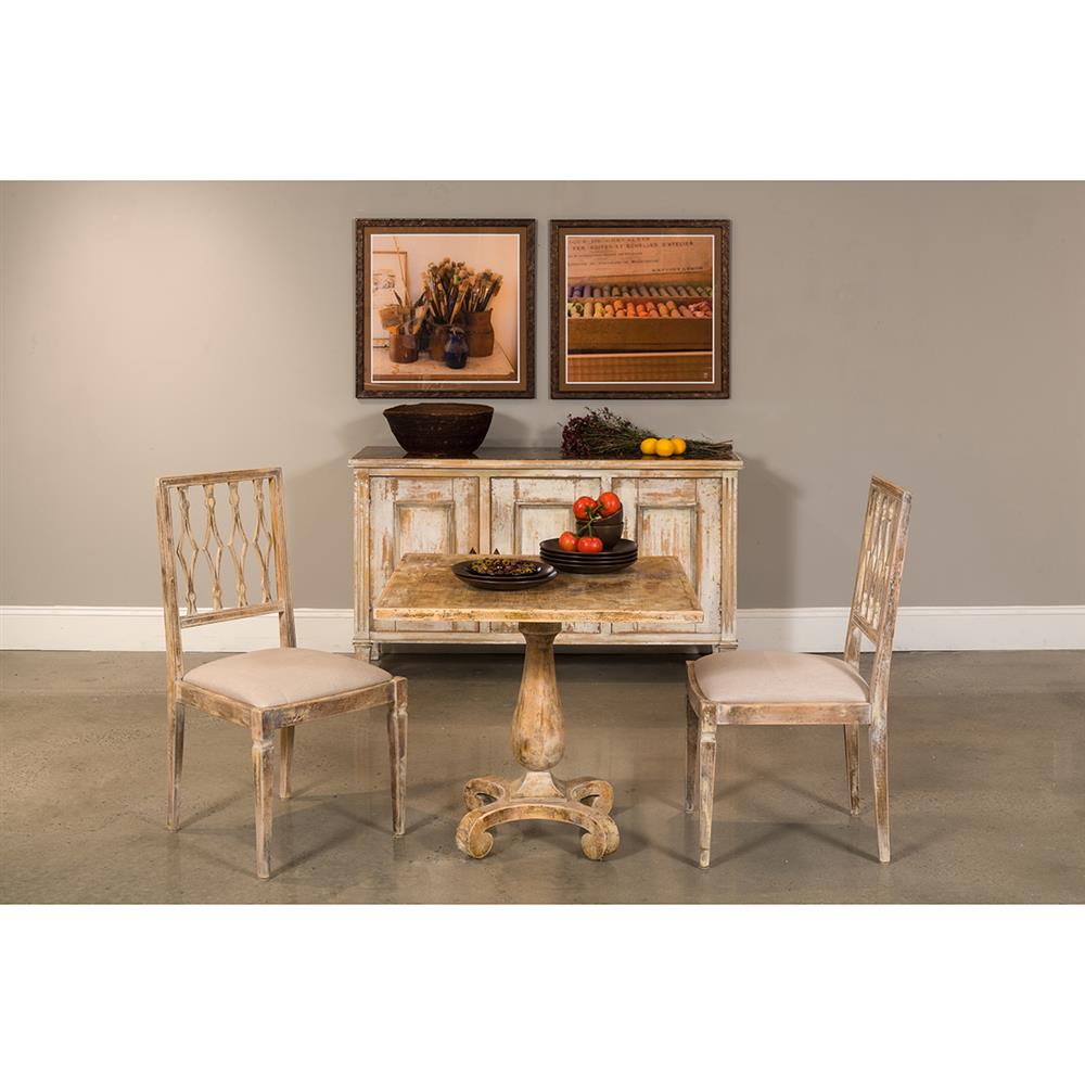 Antique Oak French Country Distressed Bistro Table- 33"W|