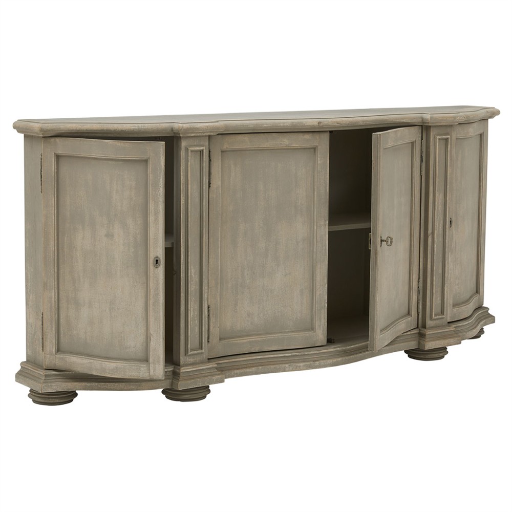Picardy French Country Antique Grey Wood Sideboard Wide (Over 75