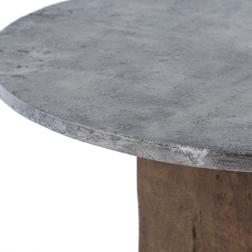 Levitan Industrial Grey Aluminum Brown Reclaimed Wood Round Table - 42"|