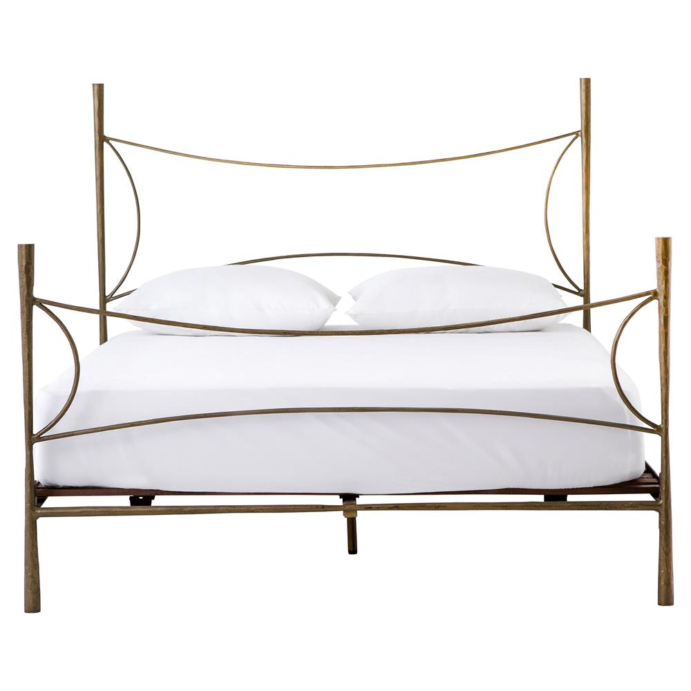 Vito Industrial Loft Antique Brass Hammered Iron Bed - Queen|