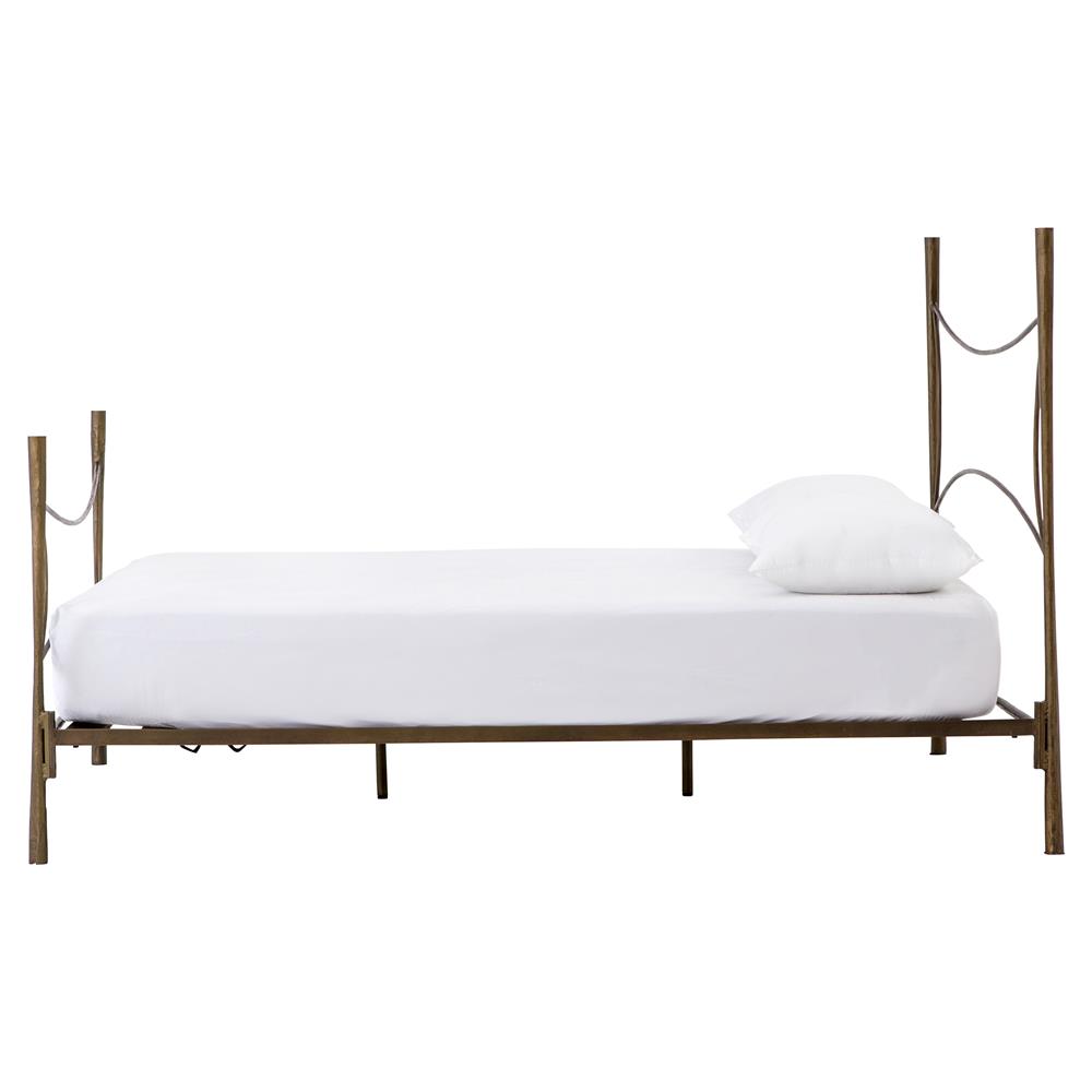 Vito Industrial Loft Antique Brass Hammered Iron Bed - Queen|