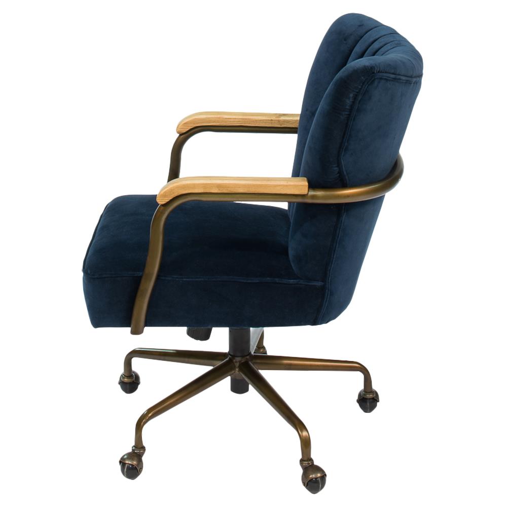 Bethenny French Country Channel Quilted Oak Swivel Chair|