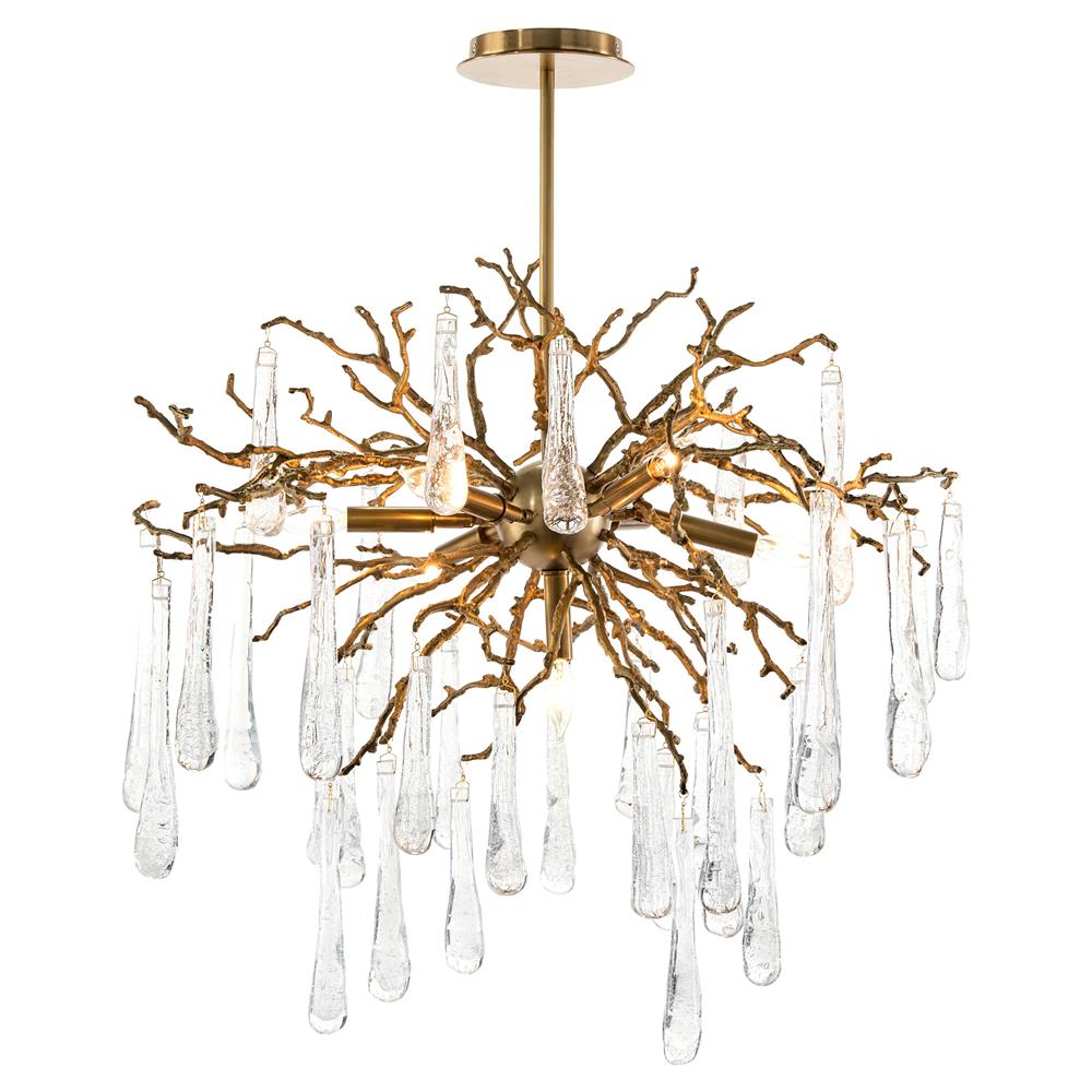 John-Richard Modern Classic Brass Glass Teardrop 7 Light Chandelier|