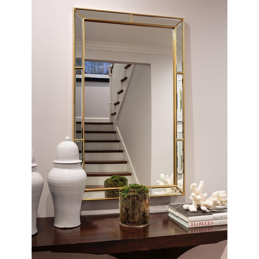 Erin Modern Classic Burnished Gold Leaf Mirror Framed Rectangular