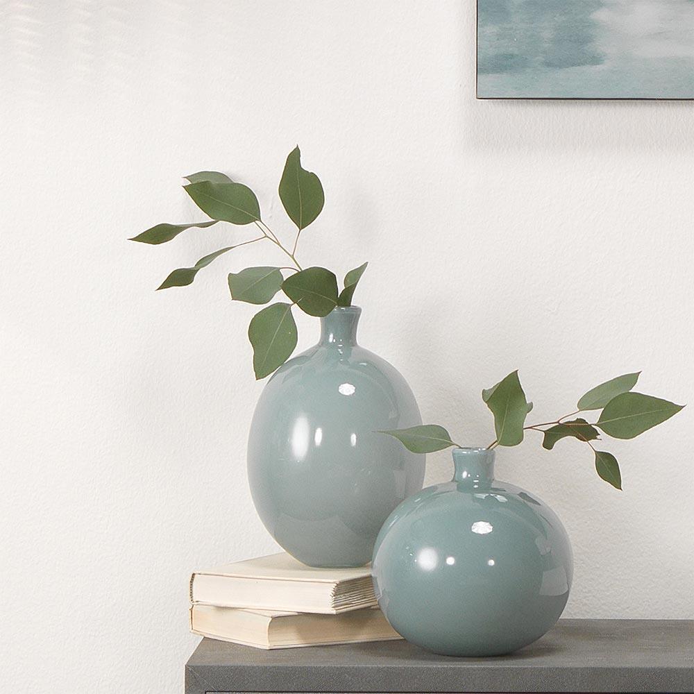 Quinn Coastal Grey Glass Decorative Vase - Set of 2|