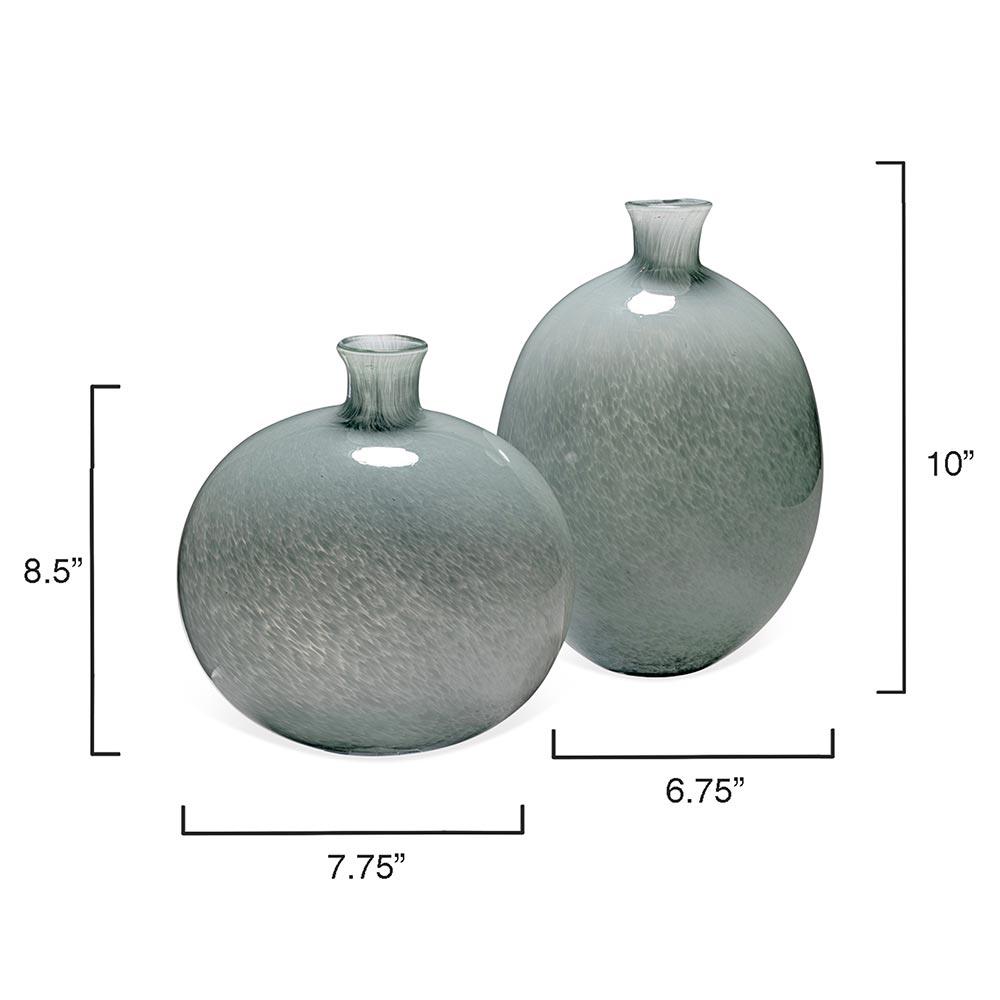 Quinn Coastal Grey Glass Decorative Vase - Set of 2|