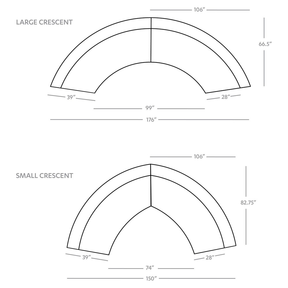 Zoe Modern White Performance Black Birch Wood 2 Piece Curved Sectional - 176"Wx67"D|