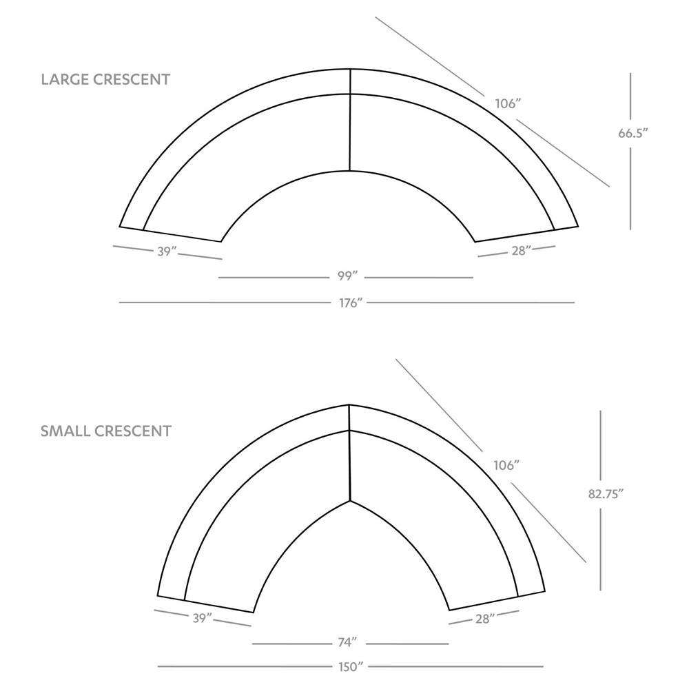 Zoe Modern White Performance Black Birch Wood 2 Piece Curved Sectional - 176"Wx67"D|