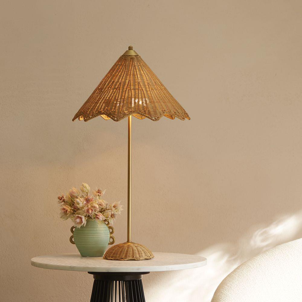 Arteriors Parasol Coastal Antique Brass Handwoven Rattan