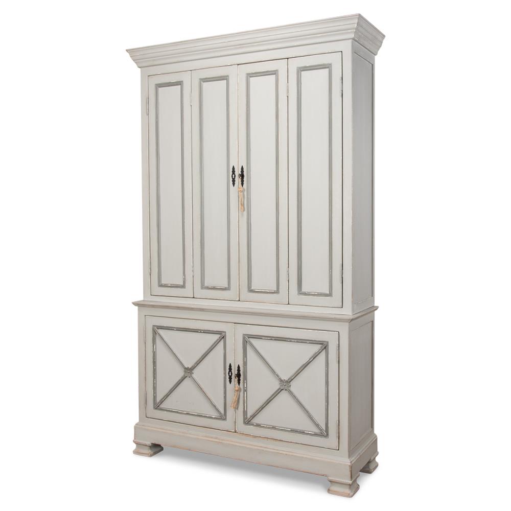 Rafaela French Country Grey Reclaimed Pine Wood Armoire|