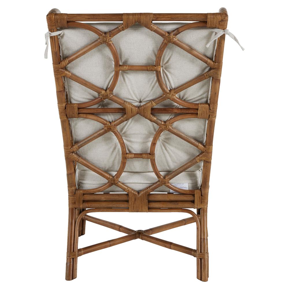 Watson Coastal Beach Brown Rattan Tufted Wing Back Occasional Arm Chair|