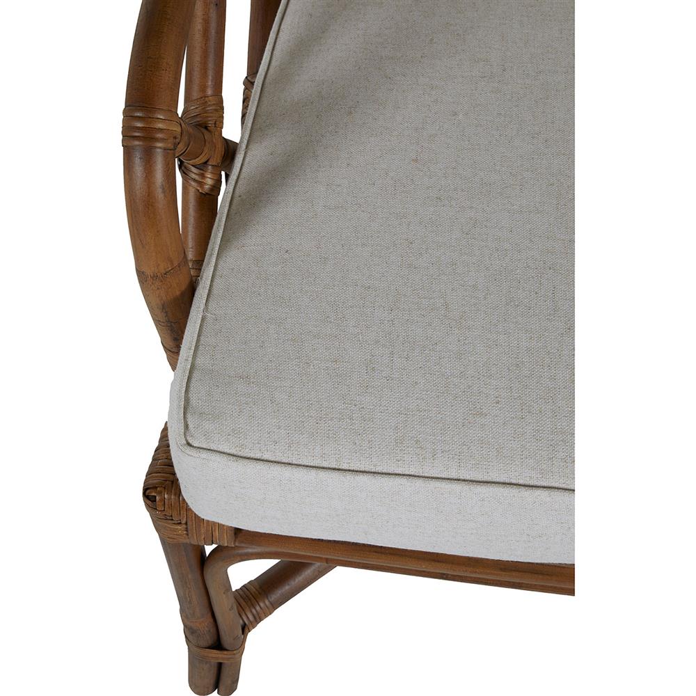 Watson Coastal Beach Brown Rattan Tufted Wing Back Occasional Arm Chair|