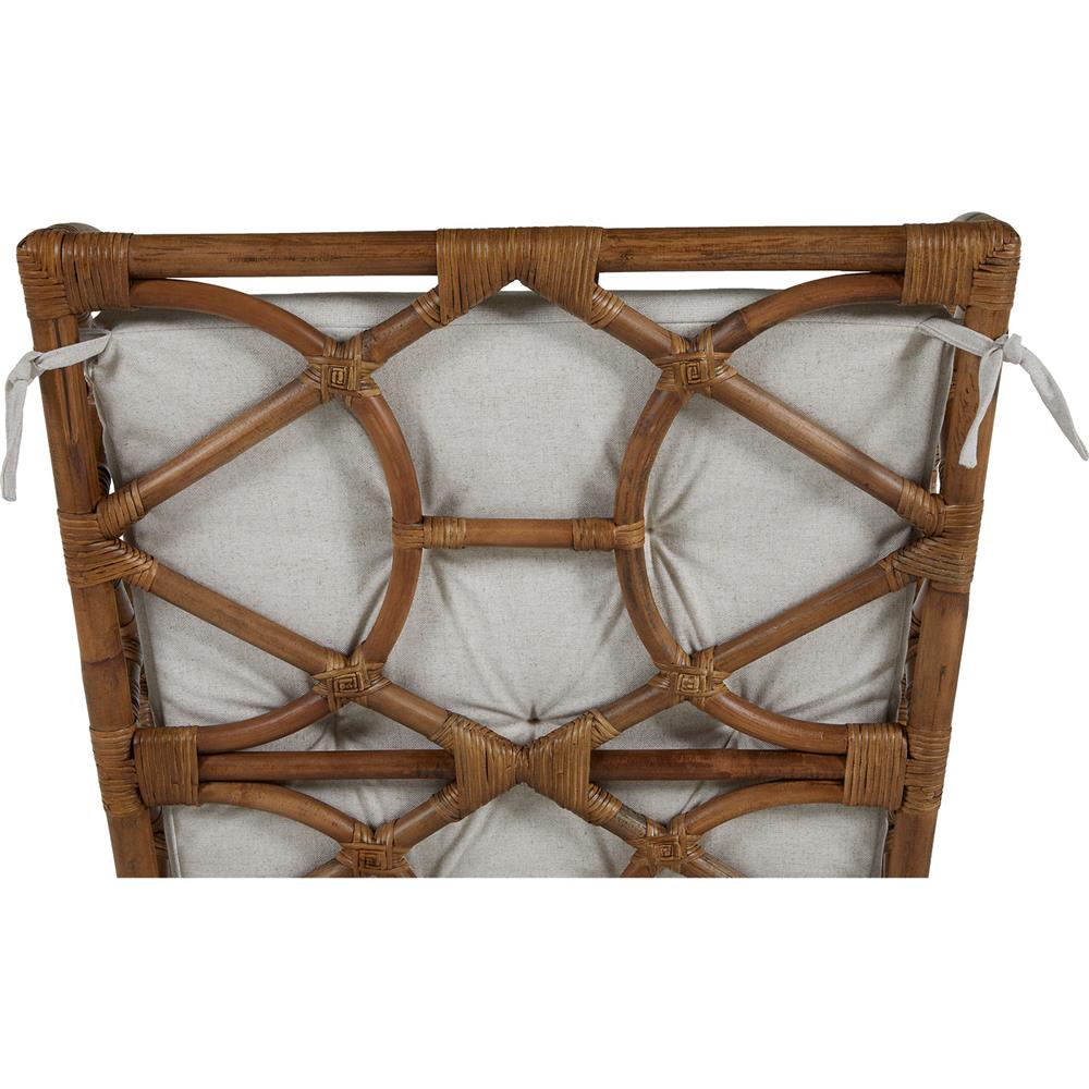 Watson Coastal Beach Brown Rattan Tufted Wing Back Occasional Arm Chair|