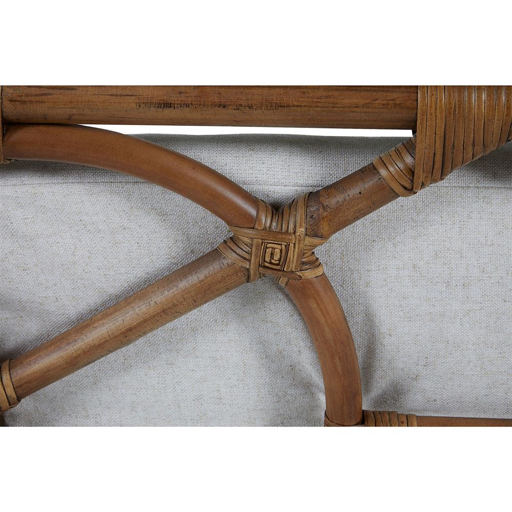 Watson Coastal Beach Brown Rattan Tufted Wing Back Occasional Arm Chair|