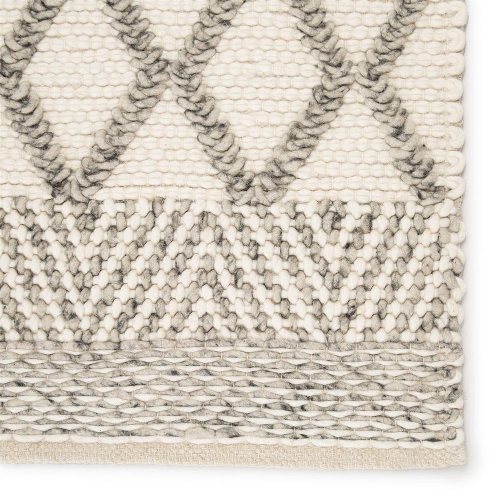 Scandinavia Dula Modern Ivory Grey Wool Striped Patterned Rug - 2'x3'|