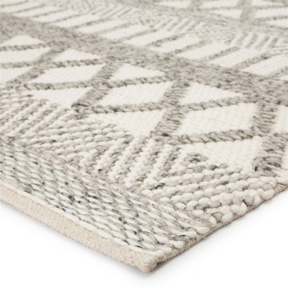 Scandinavia Dula Modern Ivory Grey Wool Striped Patterned Rug - 5'x8'|