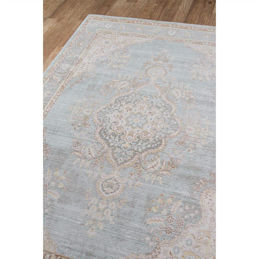 Esme Modern Classic Pastel Blue Beige Medallion Patterned Rug - 2'x3'|