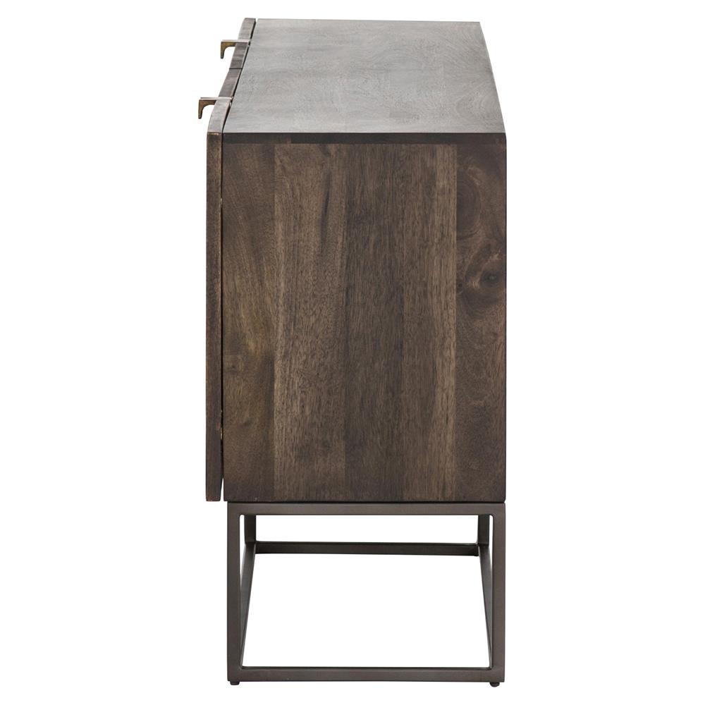 Madison Mid Century Brown Mango Wood Black Iron 4 Door Sideboard|