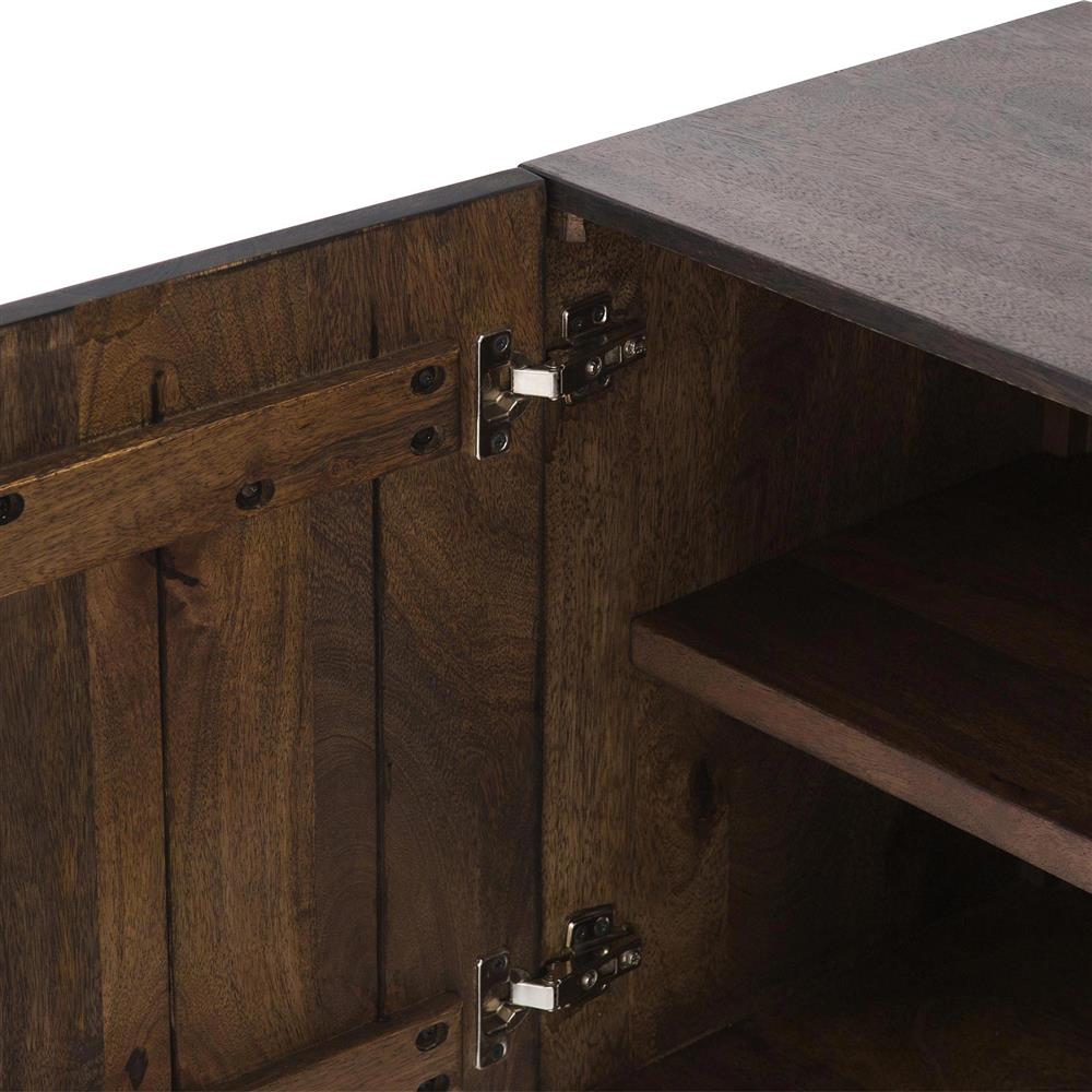 Madison Mid Century Brown Mango Wood Black Iron 4 Door Sideboard|