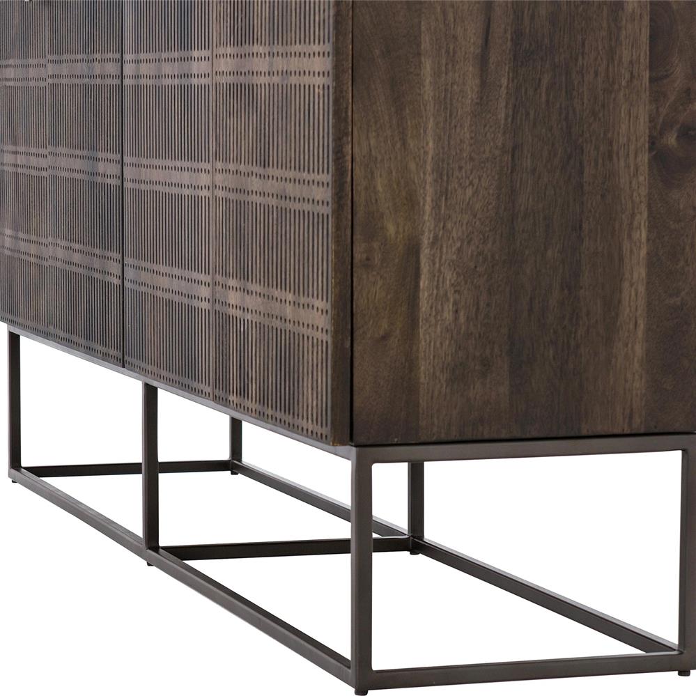 Madison Mid Century Brown Mango Wood Black Iron 4 Door Sideboard|