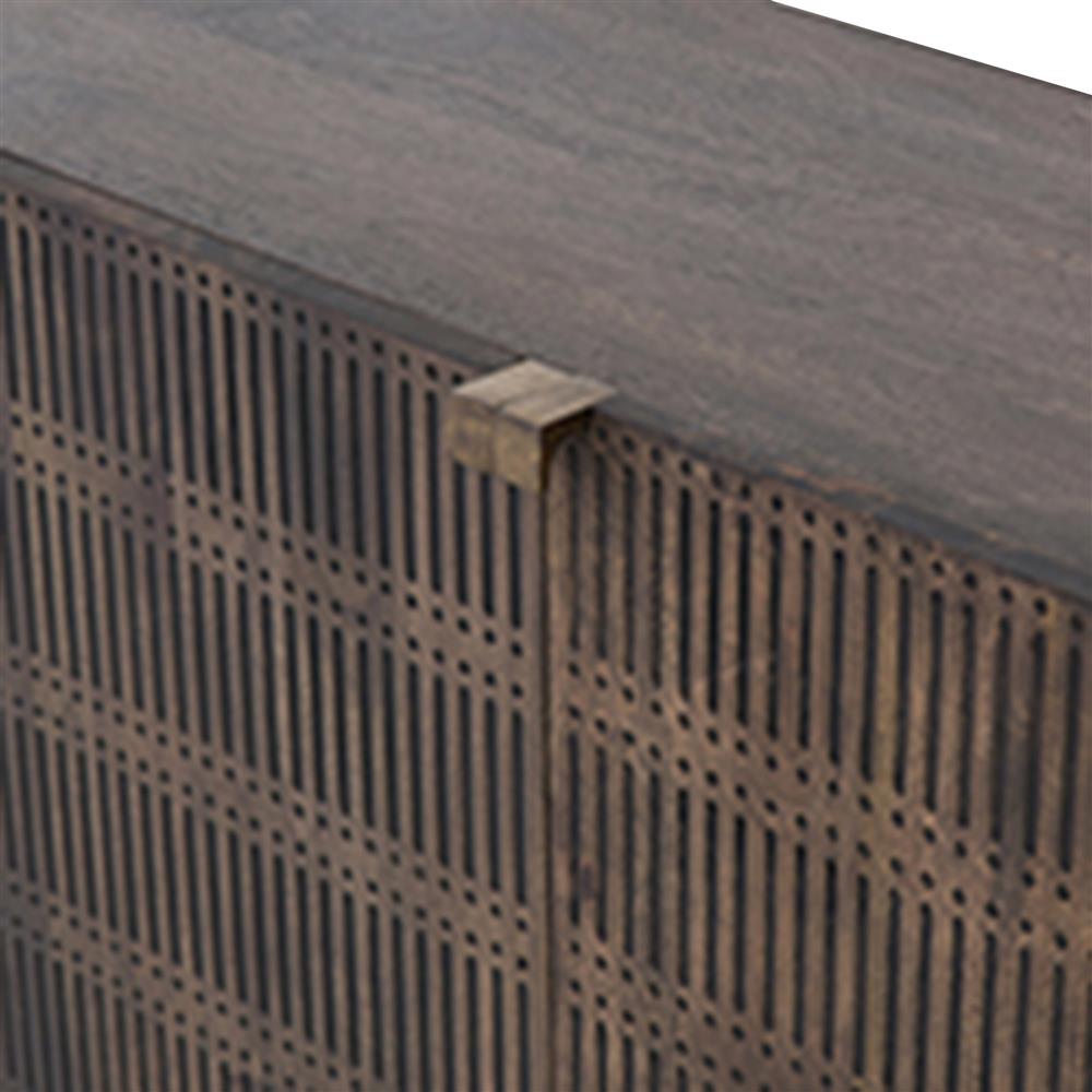 Madison Mid Century Brown Mango Wood Black Iron 4 Door Sideboard|