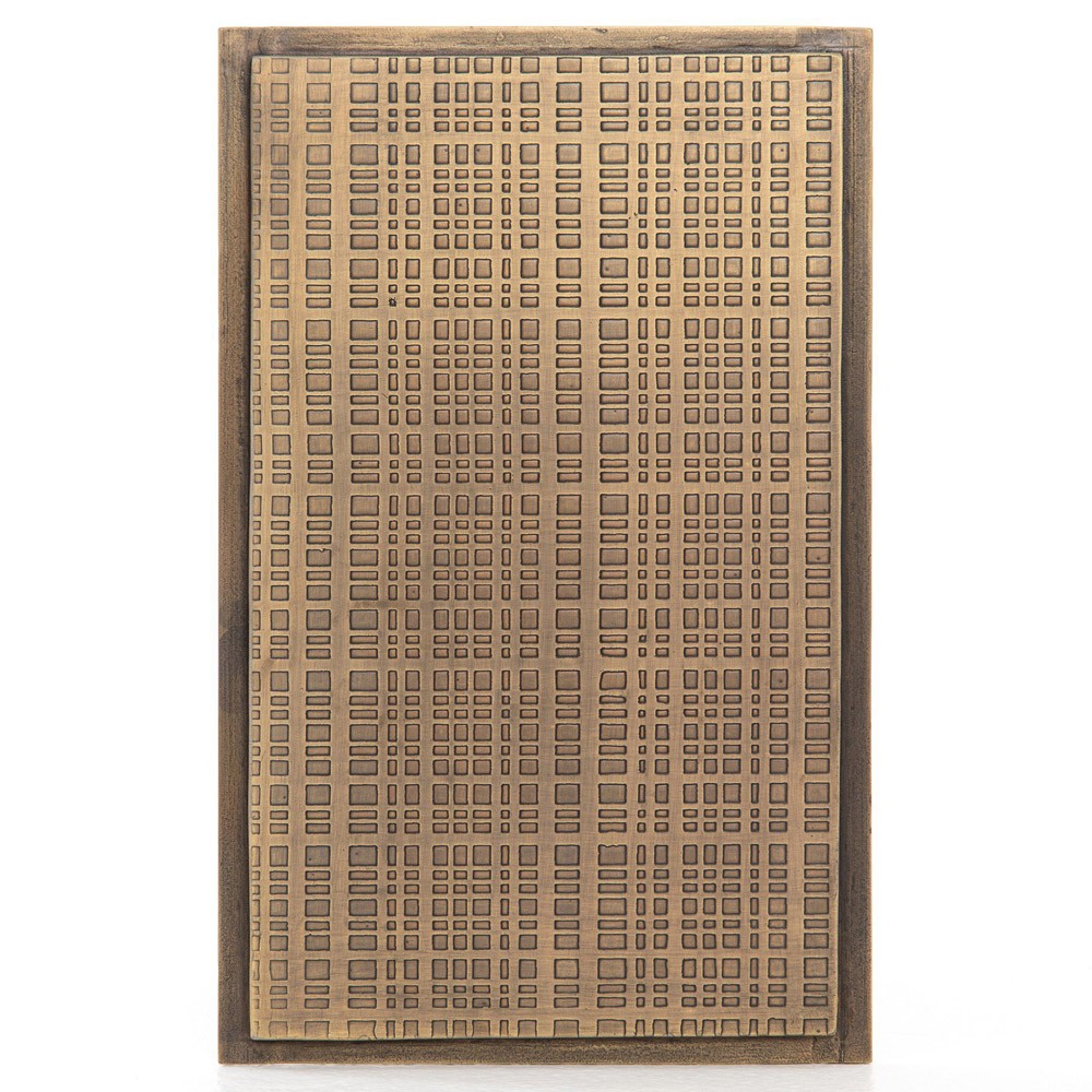 Damian Industrial Loft Slim Rectangular Antique Brass Side End Table|