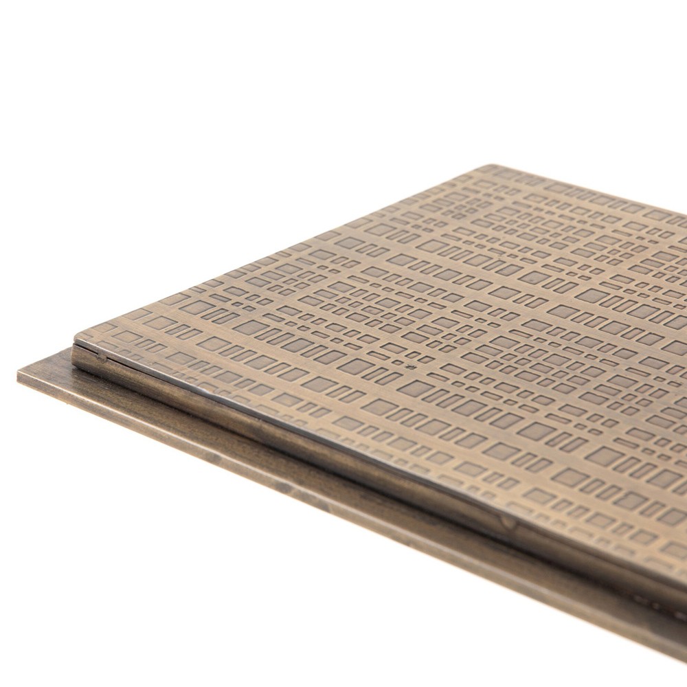 Damian Industrial Loft Slim Rectangular Antique Brass Side End Table|