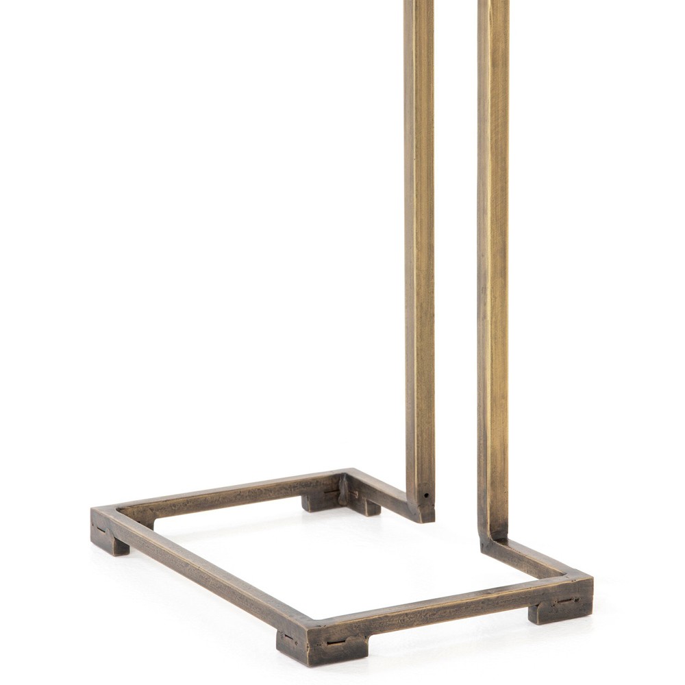 Damian Industrial Loft Slim Rectangular Antique Brass Side End Table|