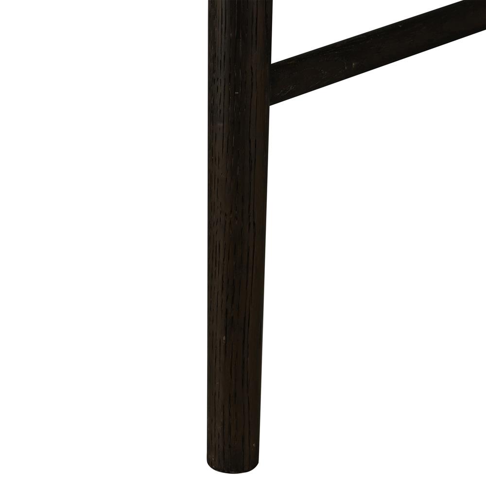 George Mid Century Beige Upholstered Black Oak Wood Ladder Back Dining Chair|