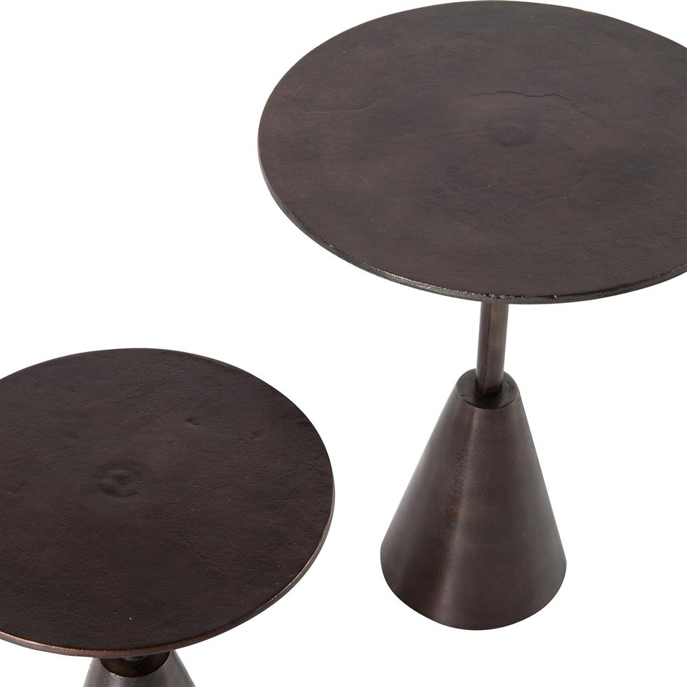 Ren Industrial Loft Antique Rust Round Outdoor Side End Table - Set of 2|