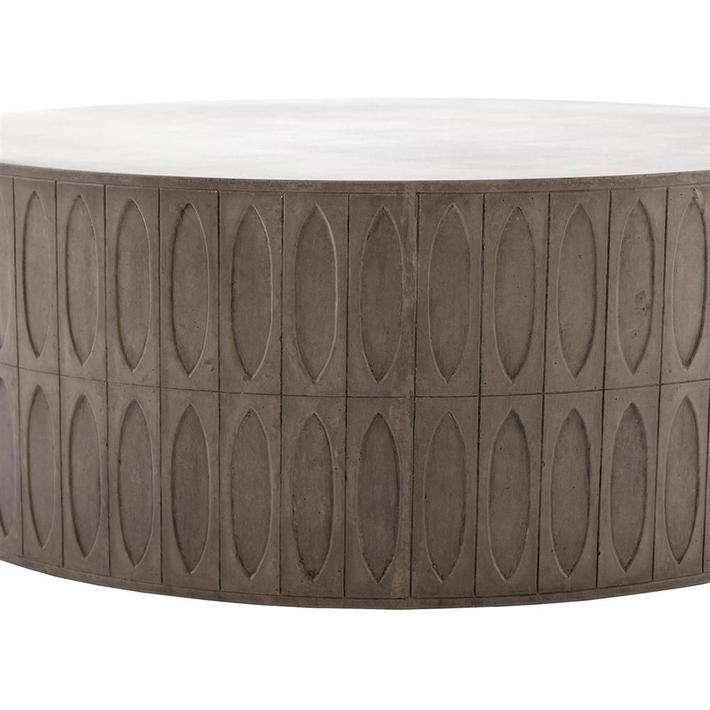 Jeremy Modern Classic Grey Concrete Round Outdoor Drum Coffee Table|