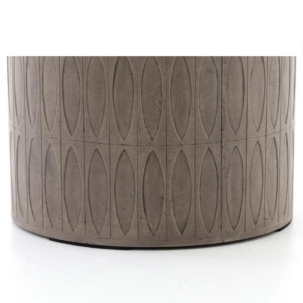 Jeremy Modern Classic Grey Concrete Round Outdoor Drum End Table|